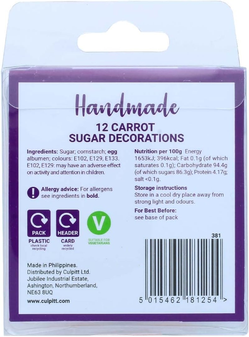 Culpitt Carrot Sugar Pipings - 12 Pack Edible Cake Decorations - Image 3
